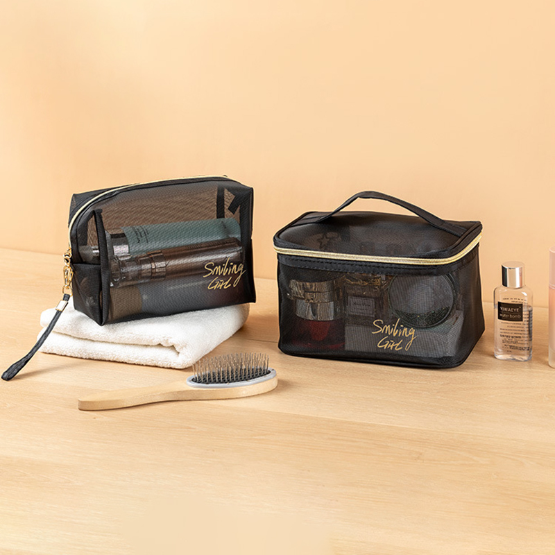 Black Mesh Toiletry Bag Cosmetic Bag 7