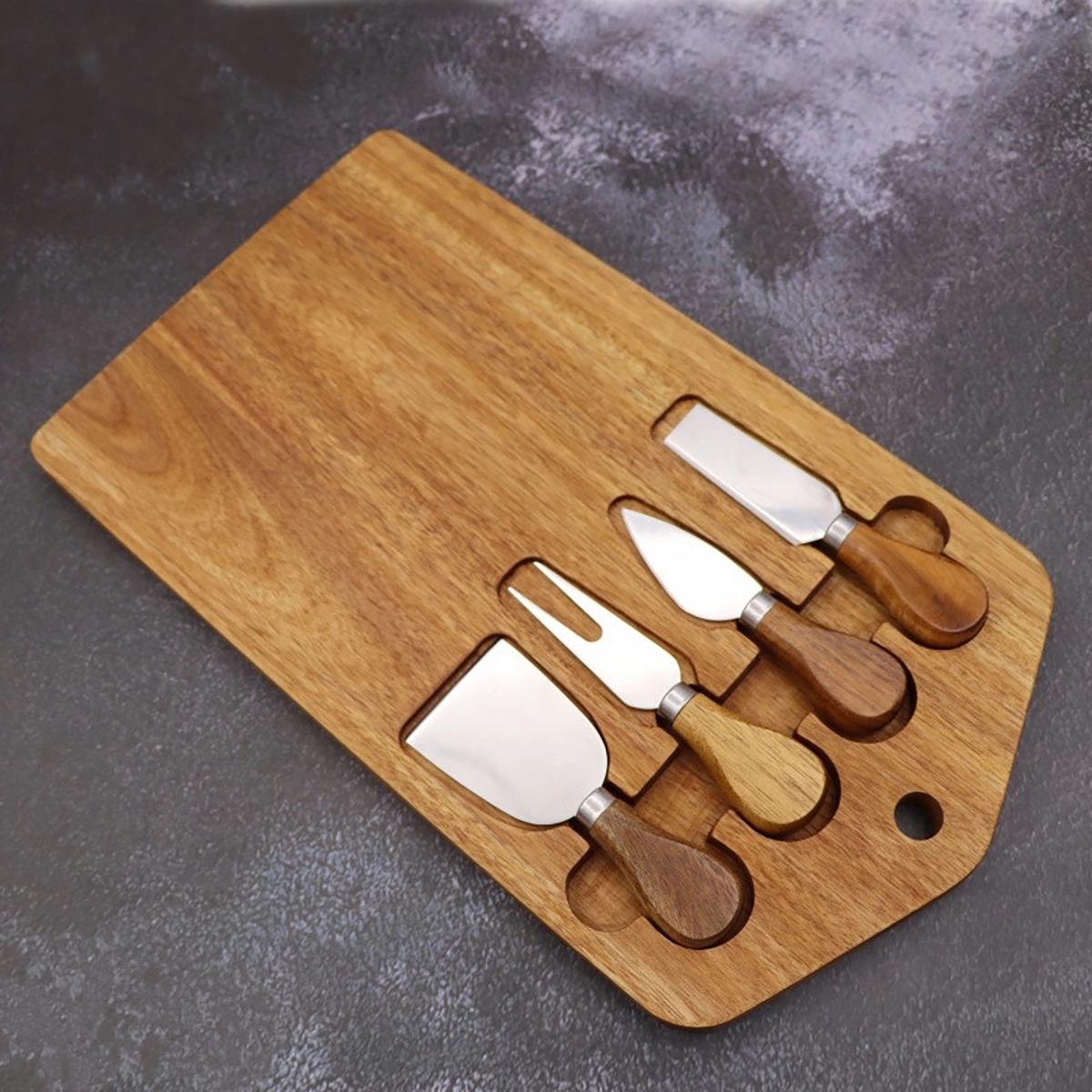 Cutting Board With Cheese Knife Set 4