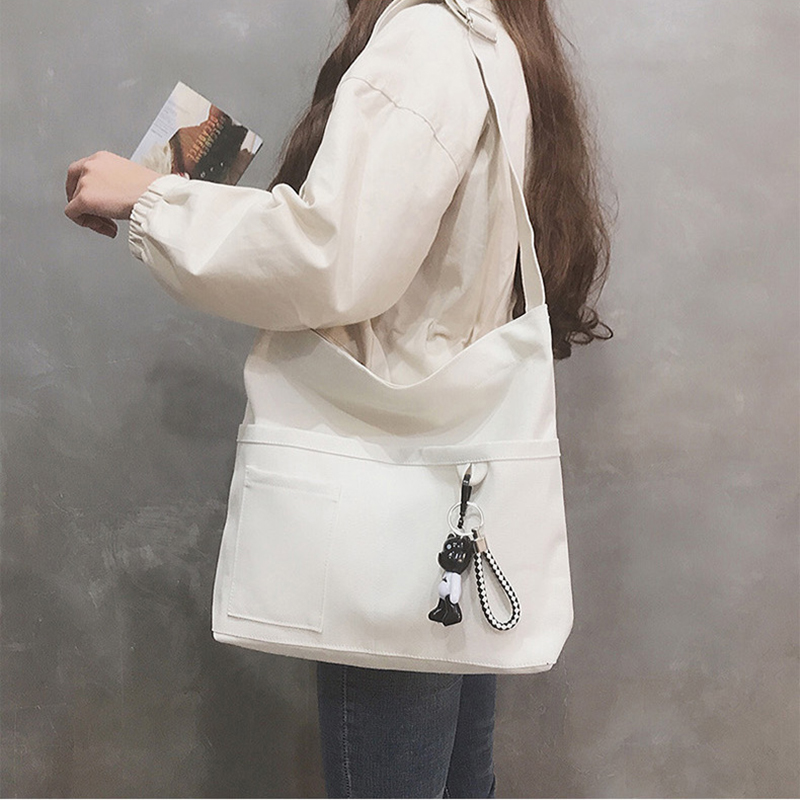 Reusable Canvas Tote Bag w/3 External Pocket 18