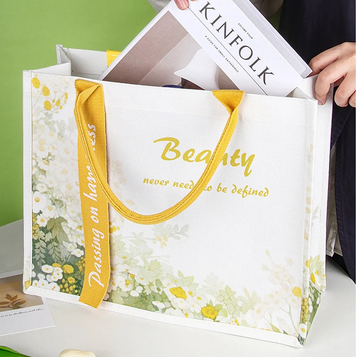 Eco Cotton Canvas Tote Bag With Boxy Gusset Custom Logo, custom tote bag with logo imprint 5