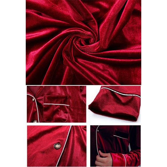 Winter Golden Velvet Pajamas Set 1