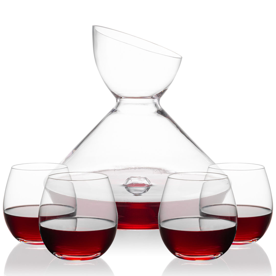 Woodbury Carafe & Redmond Stemless Wine 6