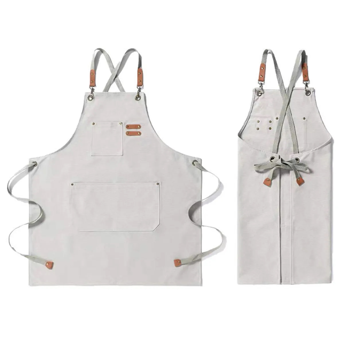 Denim Aprons with Cross Back Adjustable Straps 2