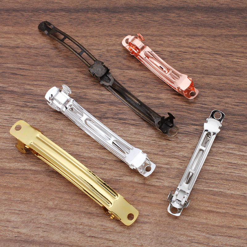 3 inchesMetal DIY Craft French Barrettes Snap Hair Clips Pins 4