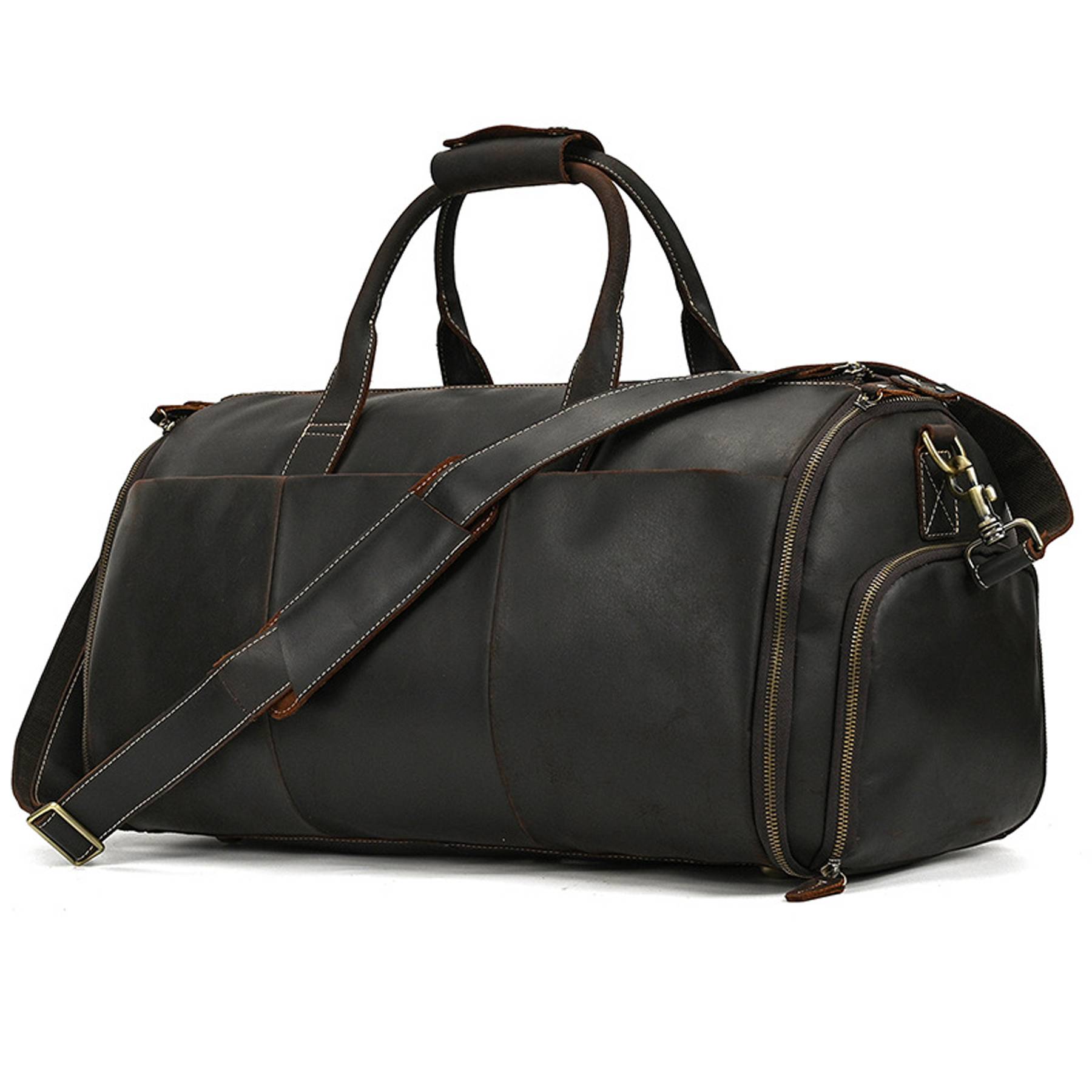 Genuine Leather Weekender Garment Duffle Bag 5