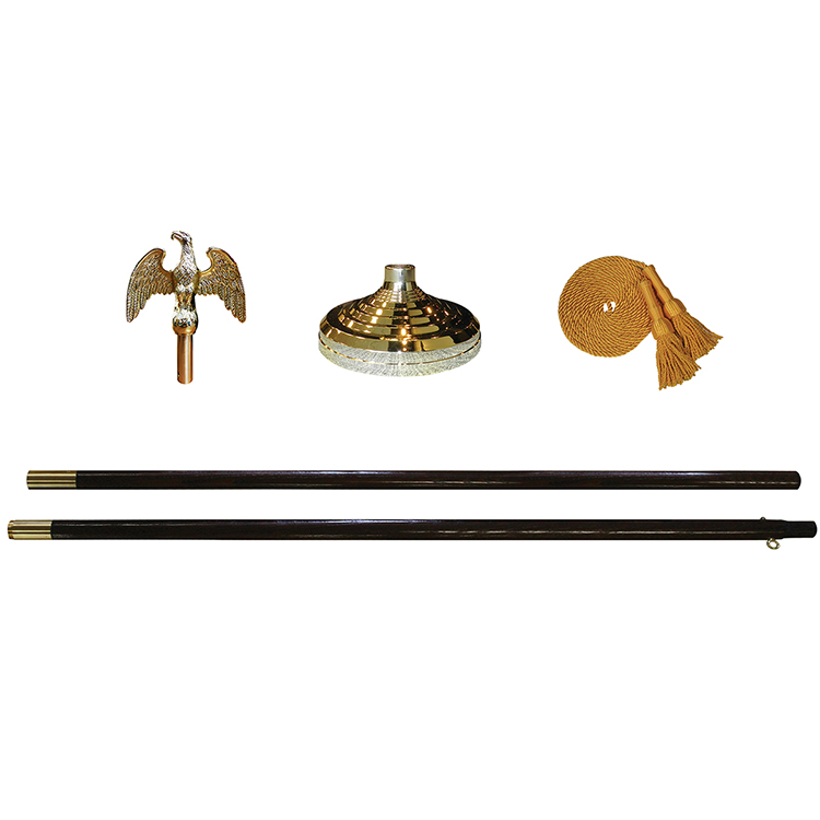 9' x 1-1/4" Flagpole Mounting Set w/Gold Eagle Top Ornament 3