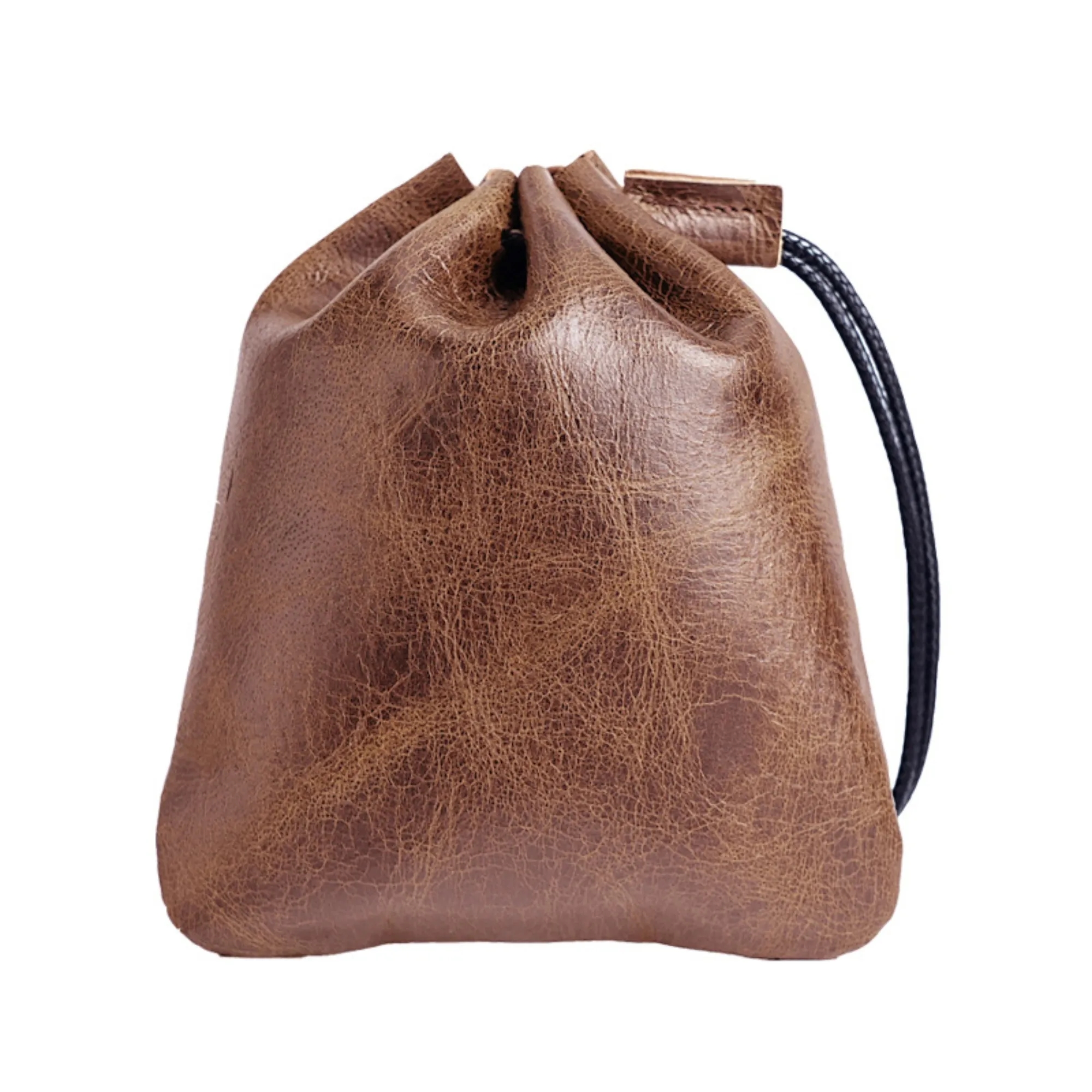 Genuine Leather Coin Purse Drawstring Storage Bag 9