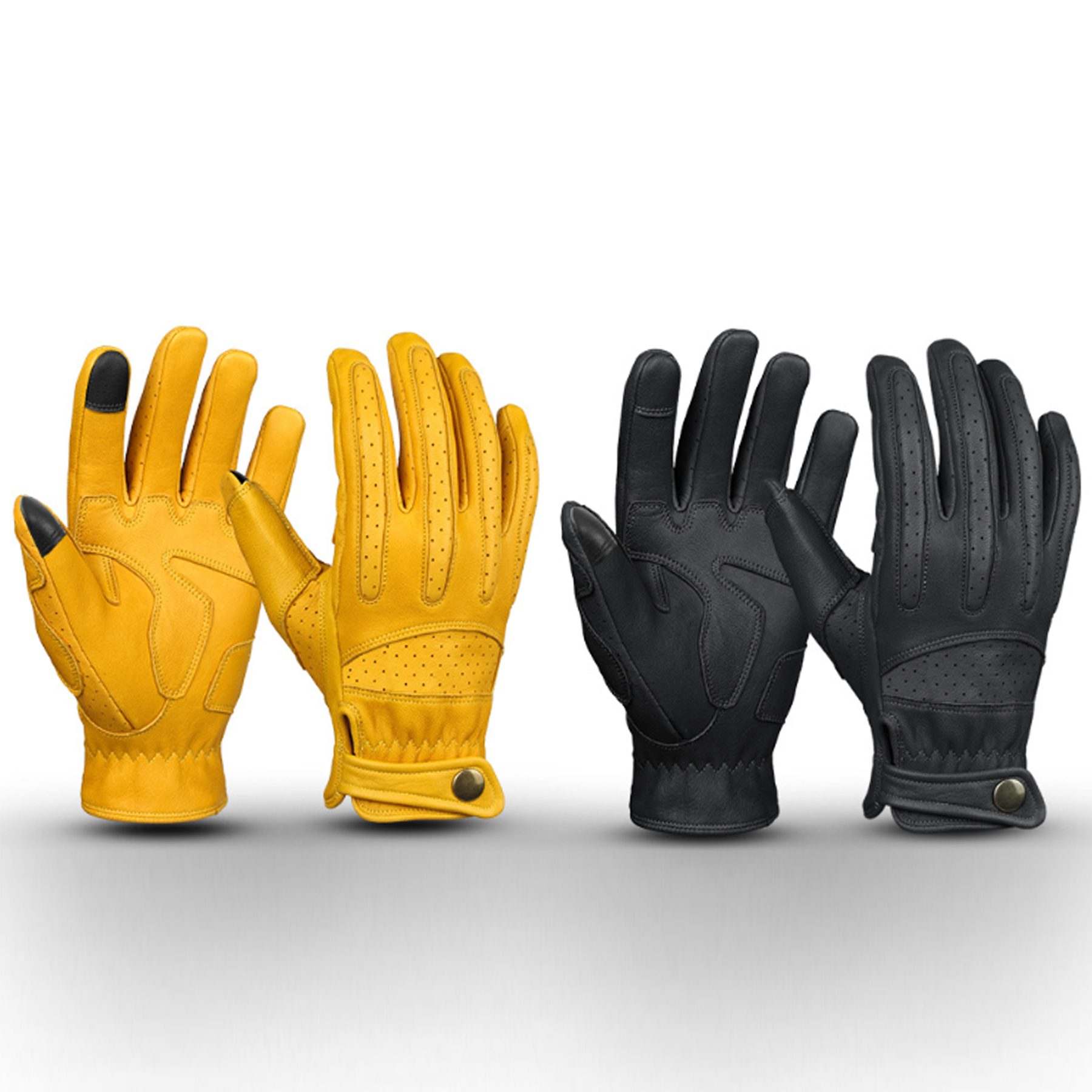 Premium Leather Motorcycle Touchscreen Gloves 5