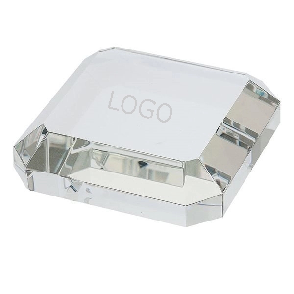 Beveled Crystal Paperweight - Square 2