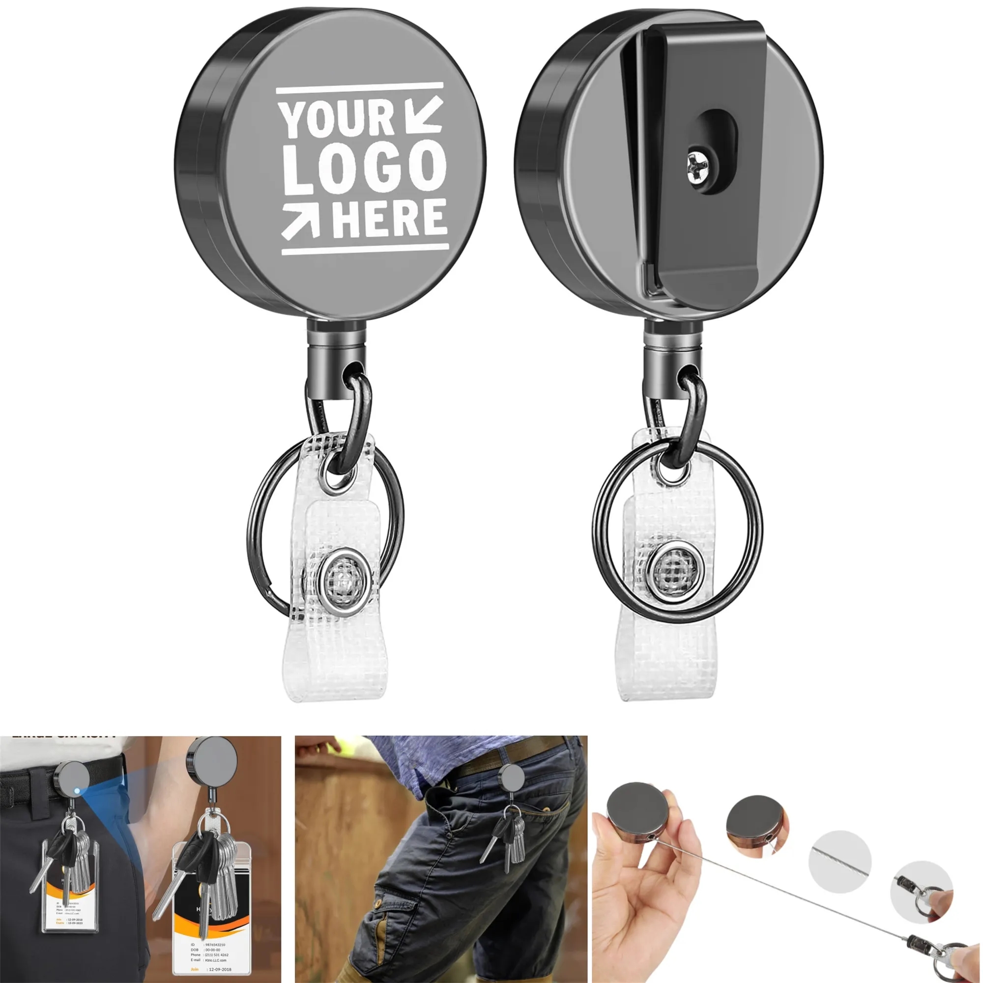 Metal Retractable Badge Reel Clips Holder 1