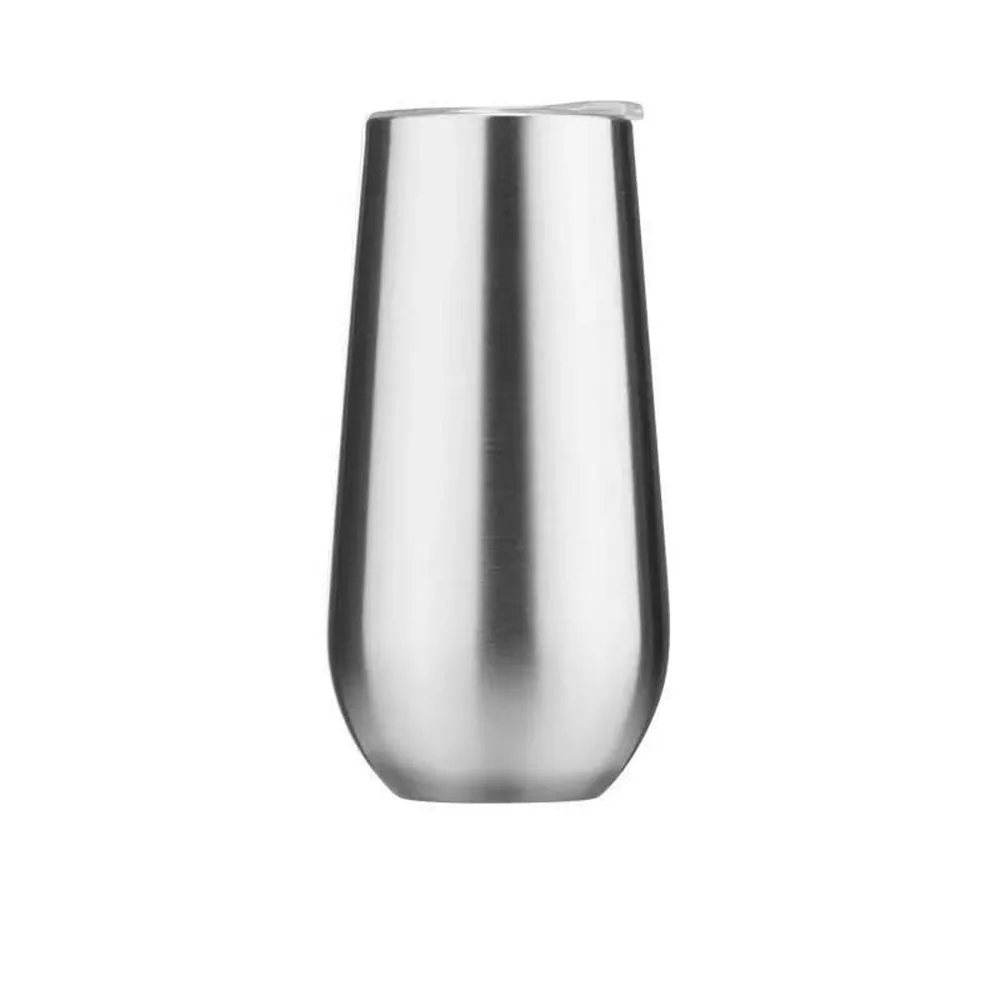 Insulated Champagne Flute With Top Lid Stainless Steel Cup 14