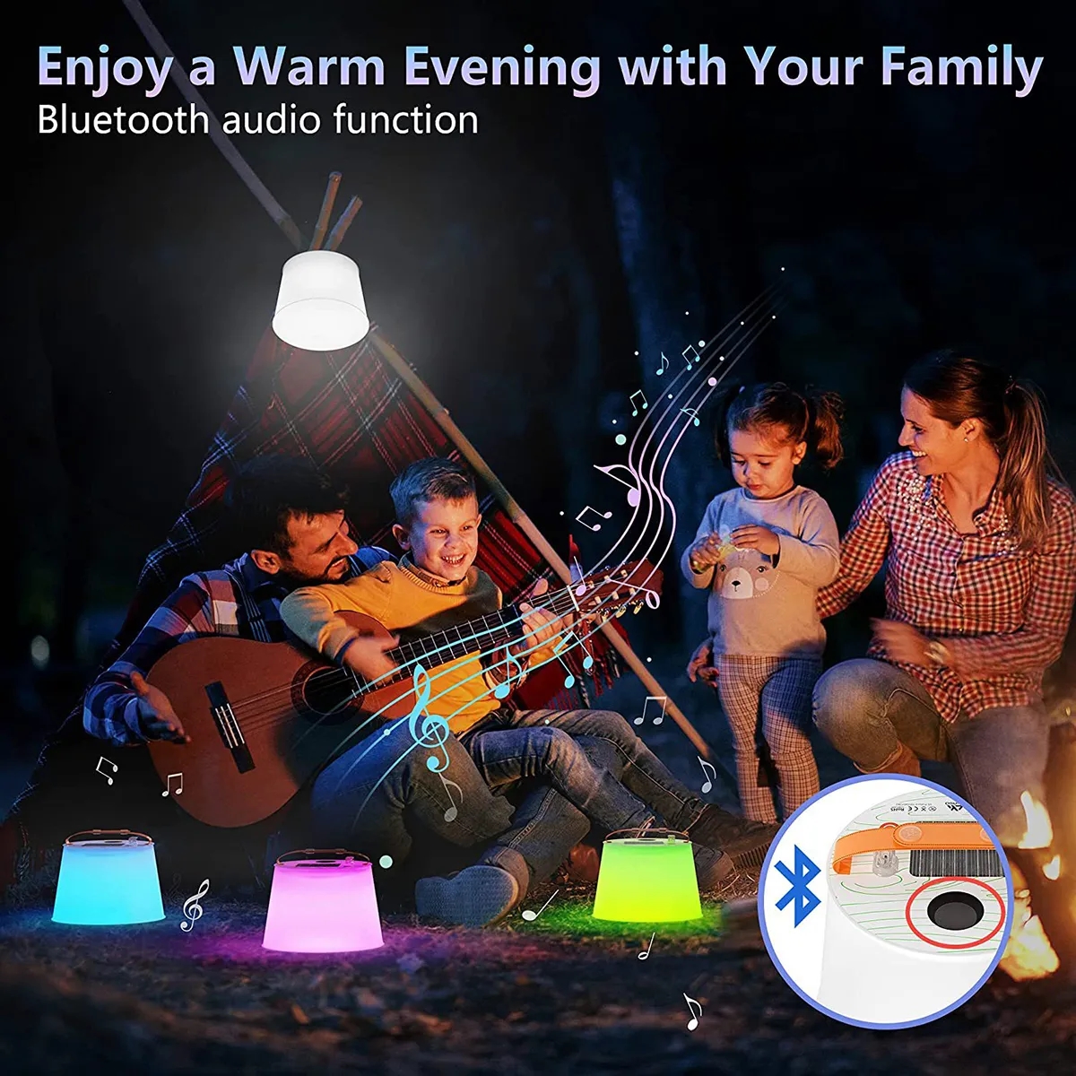 USB Solar Inflatable Waterproof Light With Bluetooth Speaker 4