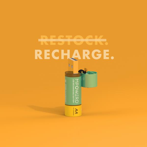 MPOWERD 4 Pack Rechargeable USB Batteries 43