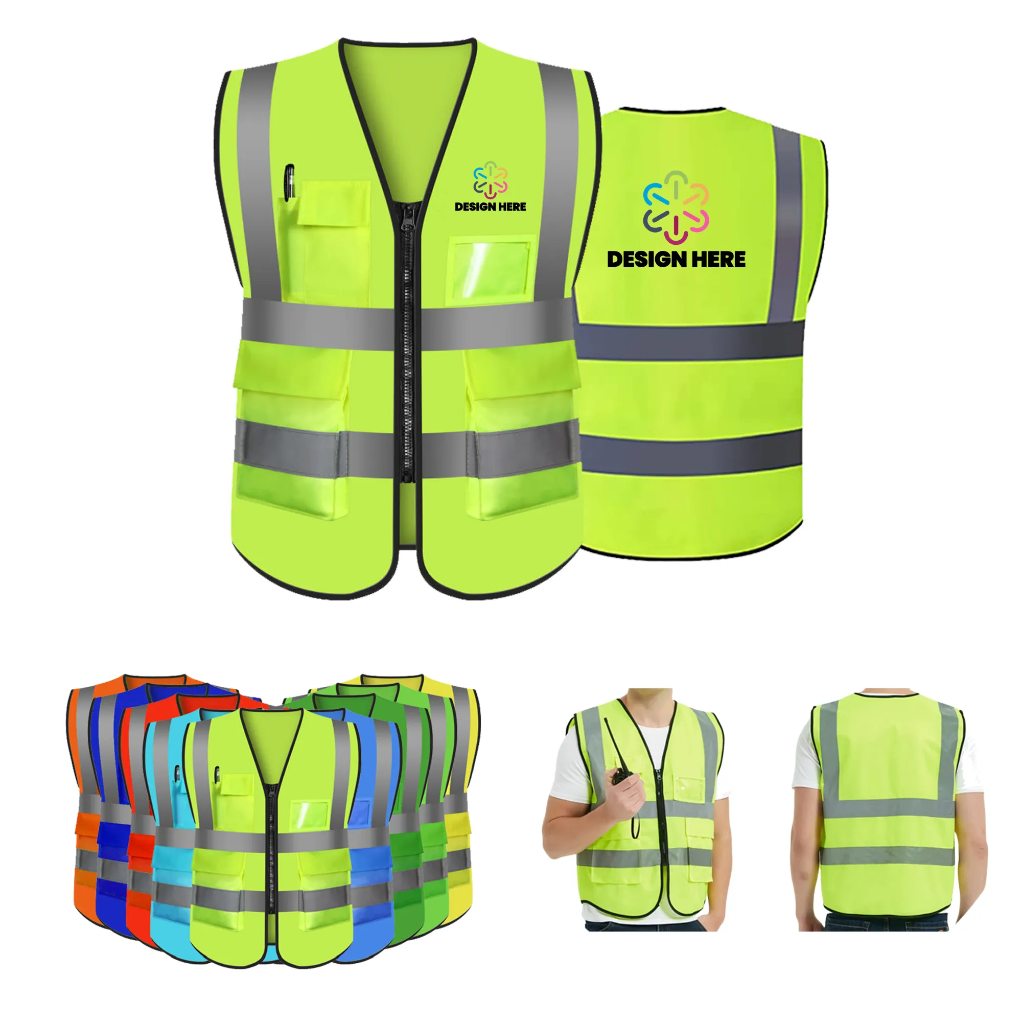 Adult High Visibility Safety Vest Full Color