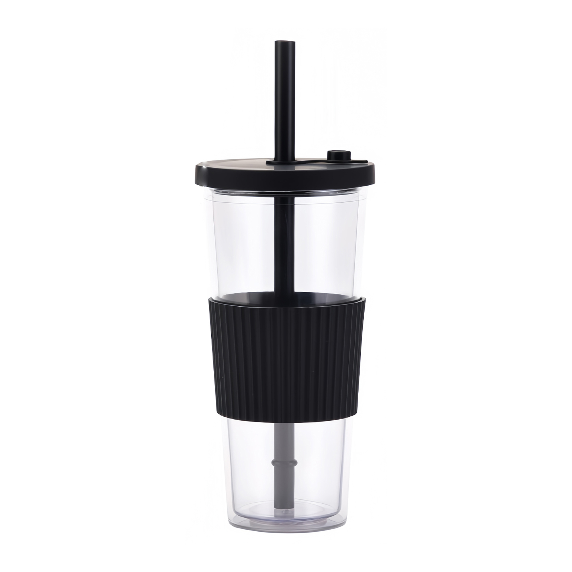 24Oz AS Plastic Double-Wall Tumbler with Straw and Grip 5