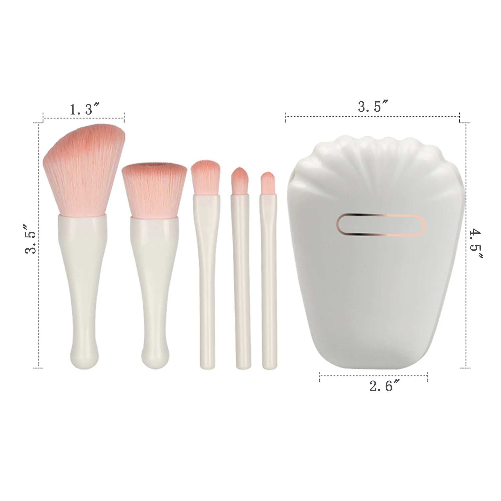 Portable Travel Makeup Brush Set With Mirror Case Kit Cute 6