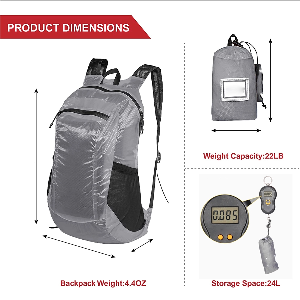 Water Resistant Lightweight Packable Camping Backpack 4