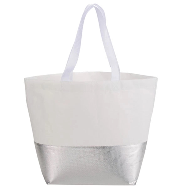 Large Laminated Non-Woven Metallic Bottom Tote 3