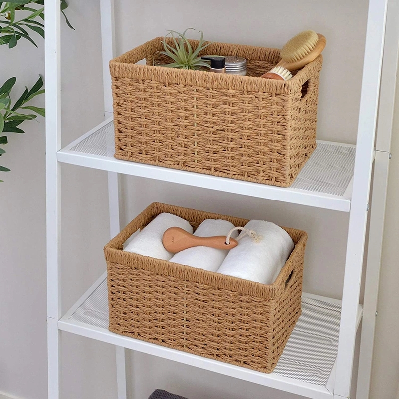 Large Wicker Storage Basket With Wooden Handles 4