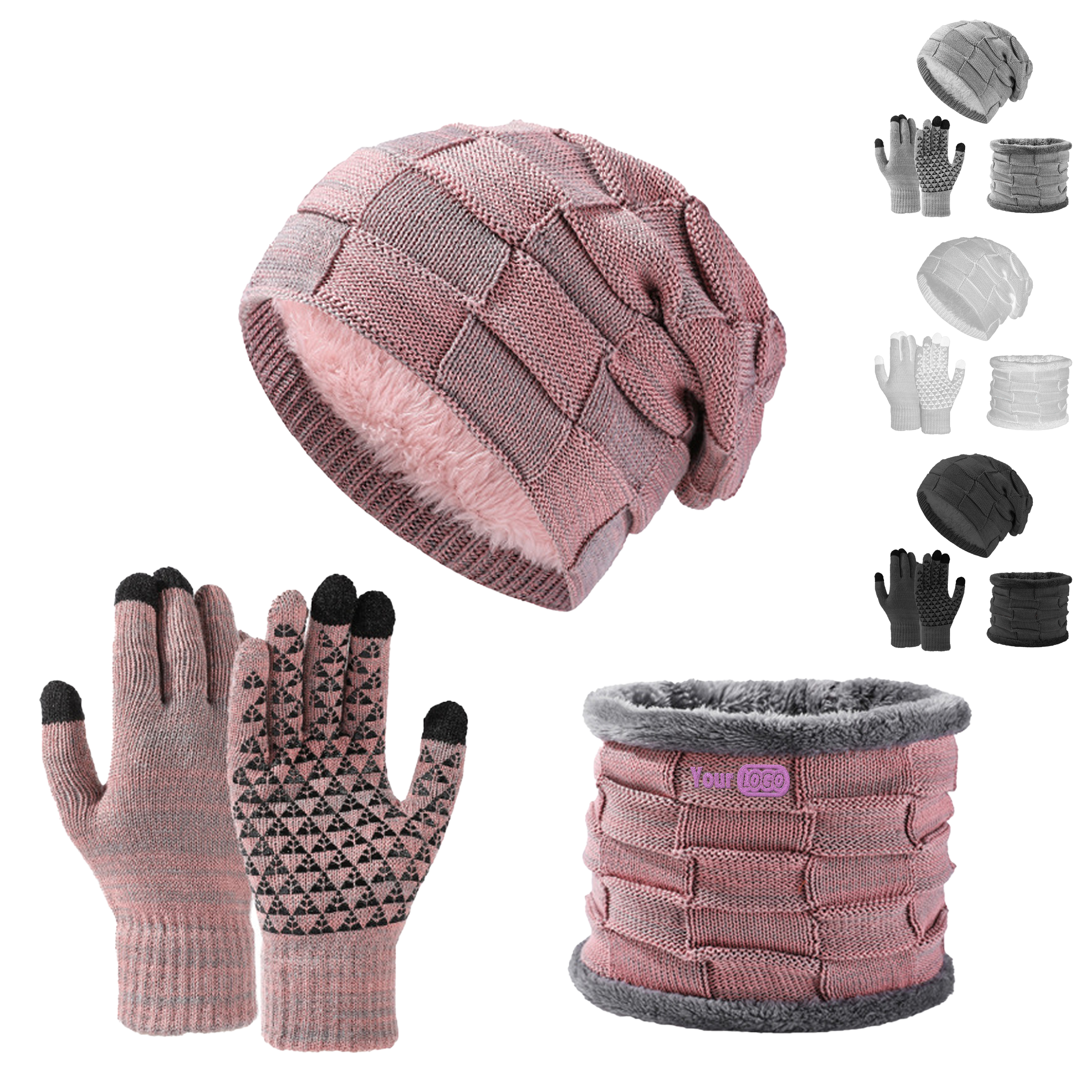 Polyester Three Piece Set Of Fashion And Functional Winter Accessories 5