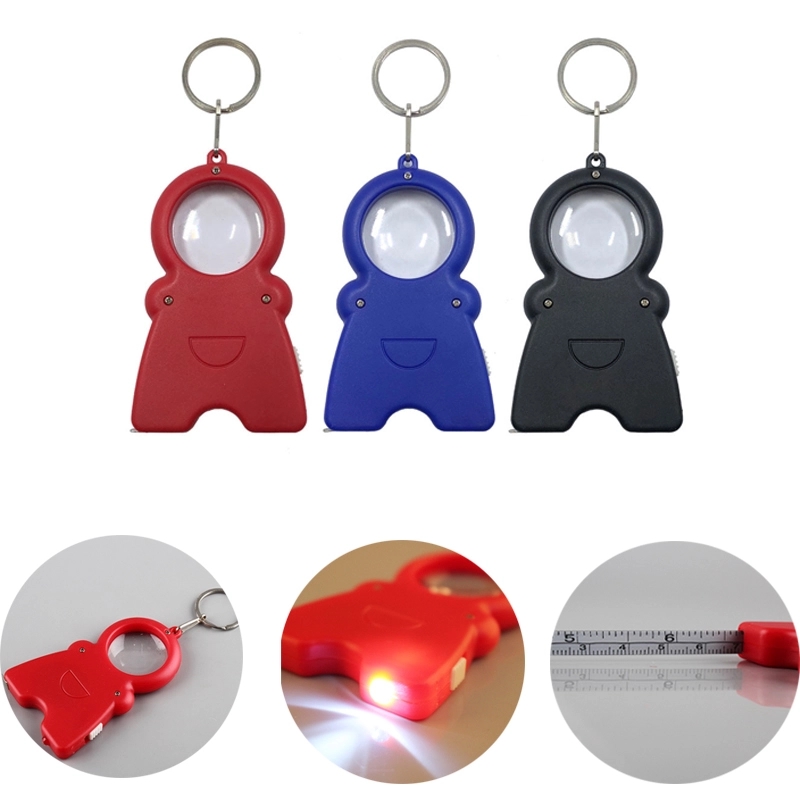 3-in-1 Tape Measure Flashlight Magnifier Keychain 1