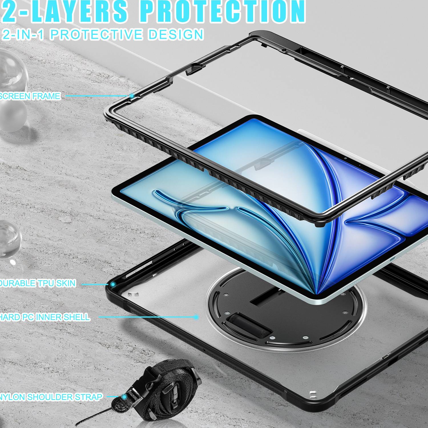 iPad tablet case w/ rotating hand strap 4