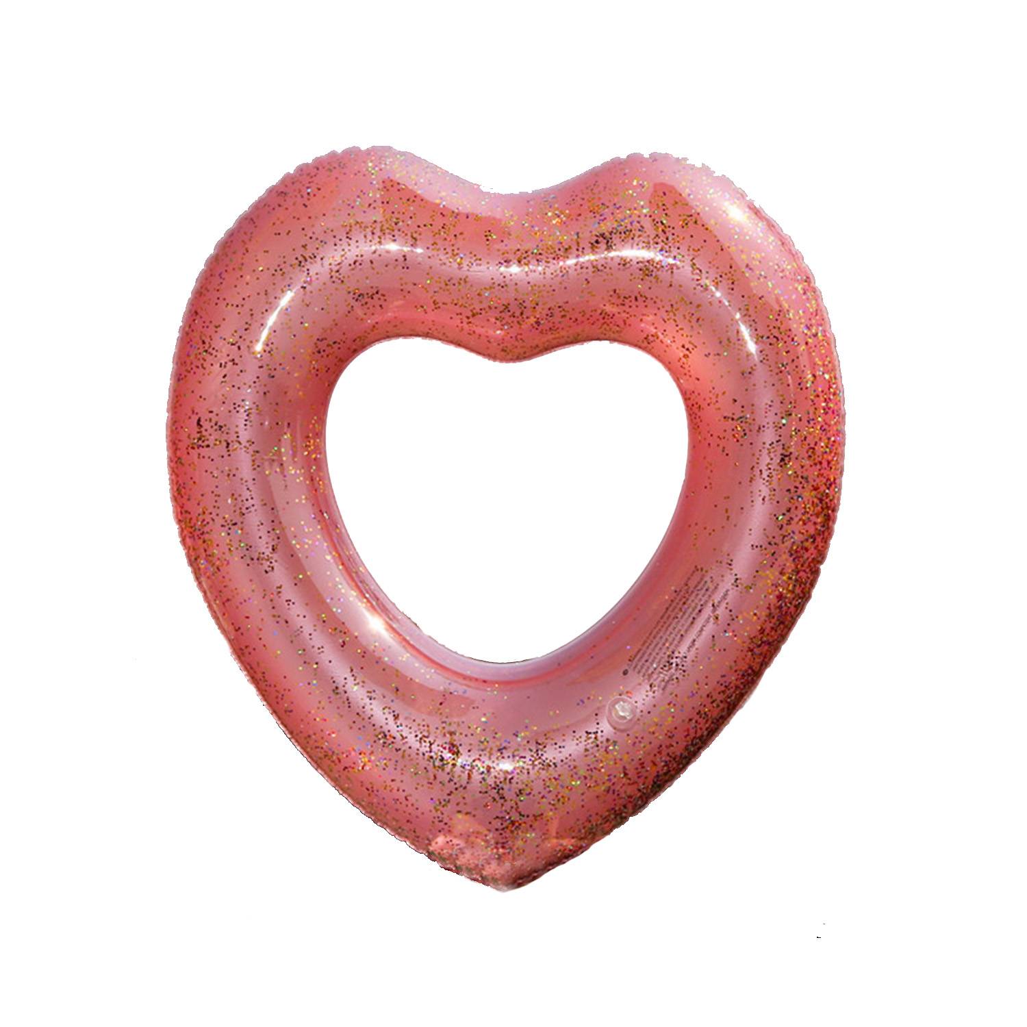 Heart Shaped Inflatable Pool Float With Glitter 5