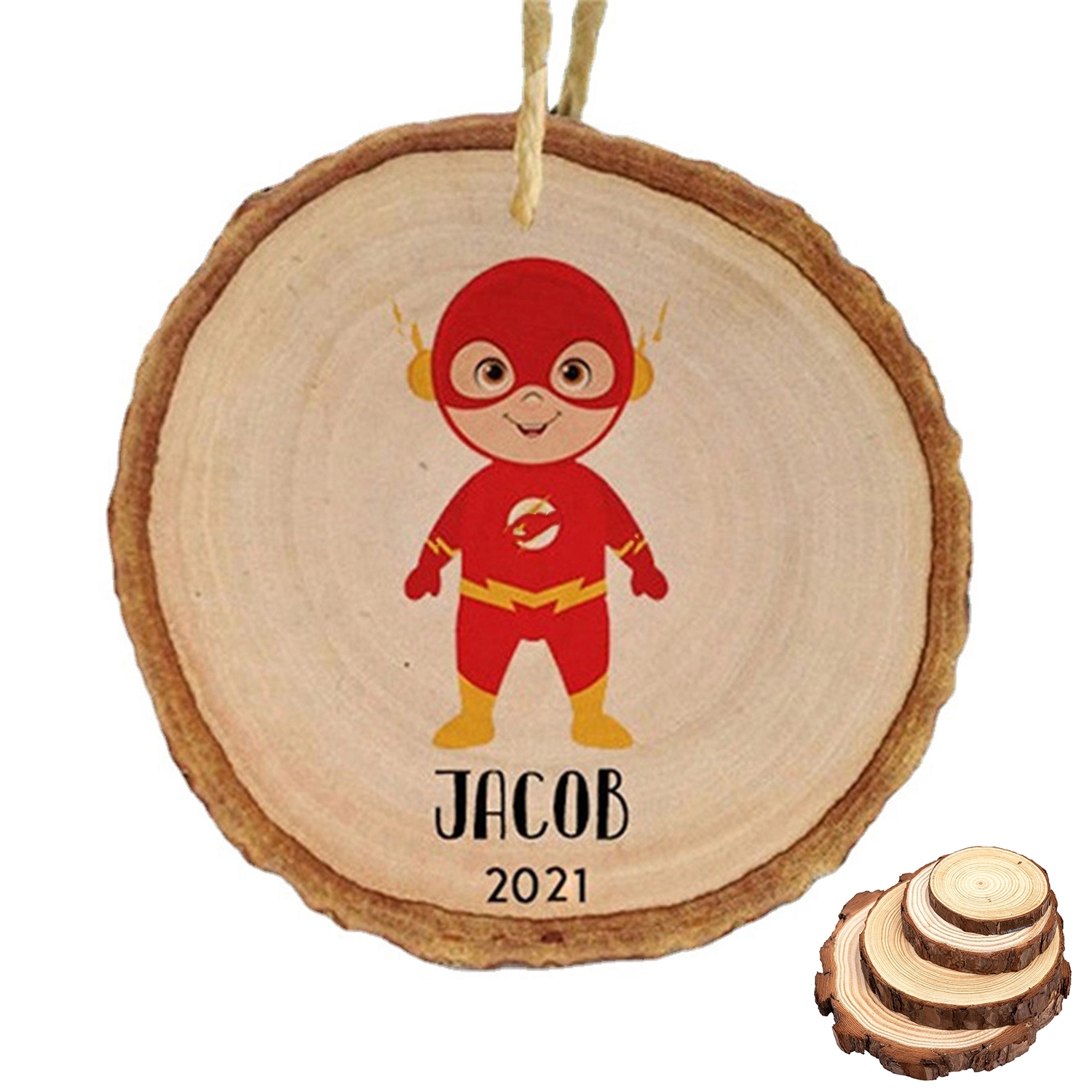 4" Ultra Vivid Wood Sliced Ornament 3