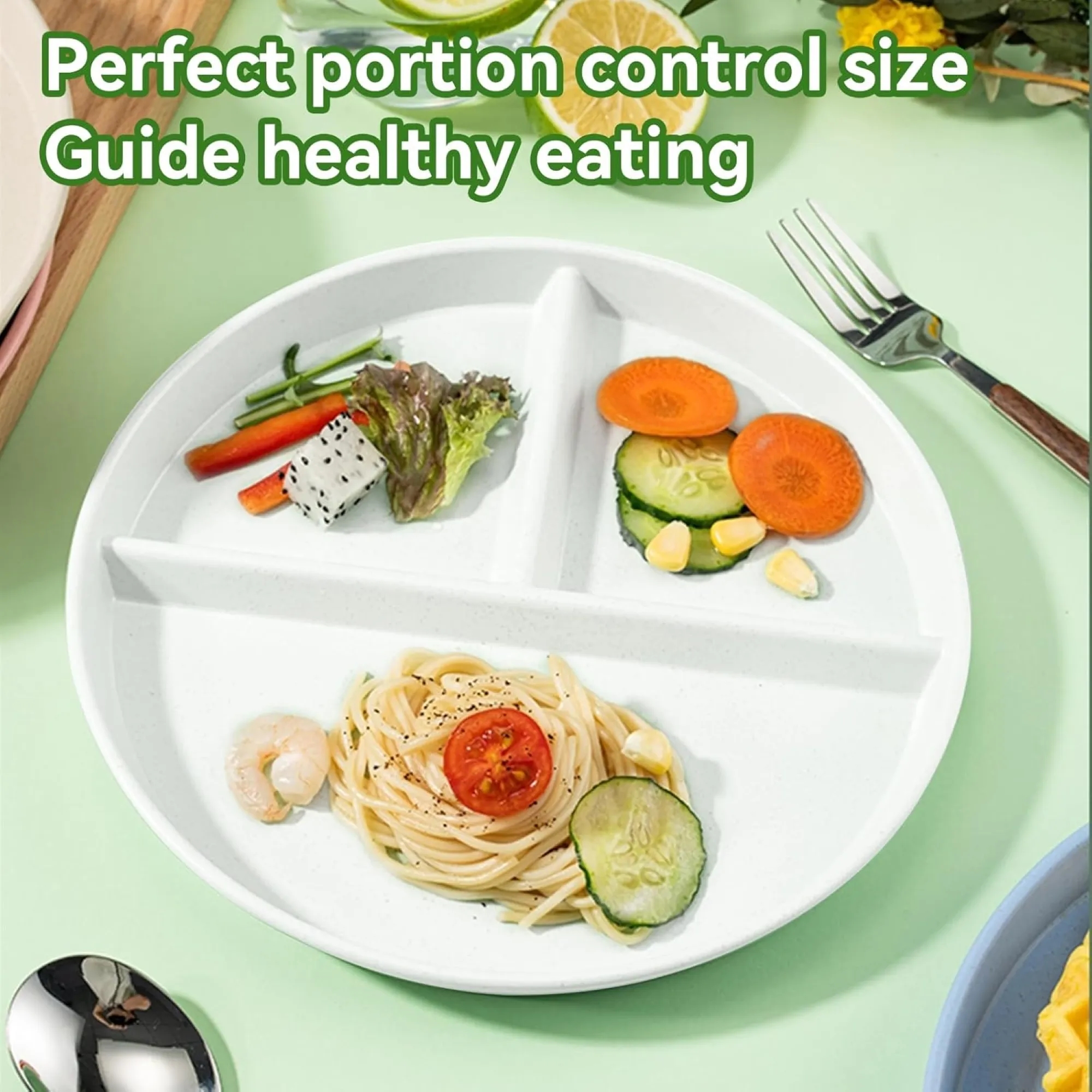 Three Compartment Fat Reduction Anti Fall Food Plate 3