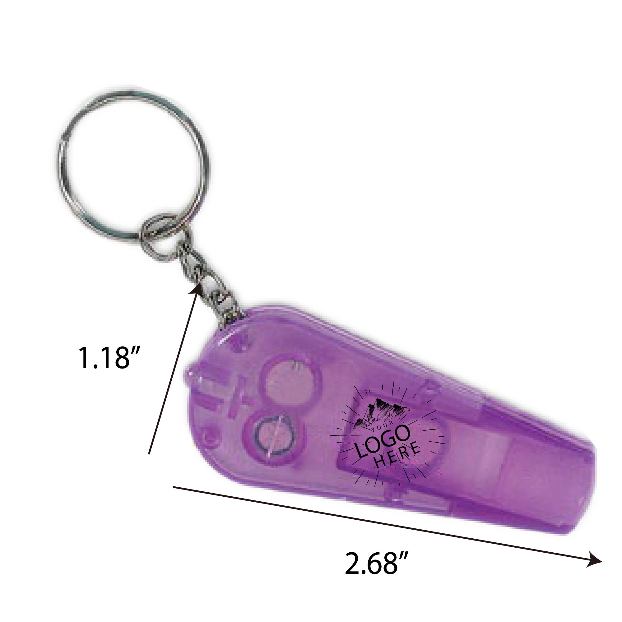 Plastic Drop Shaped Whistle Key Chain With LED Light 1