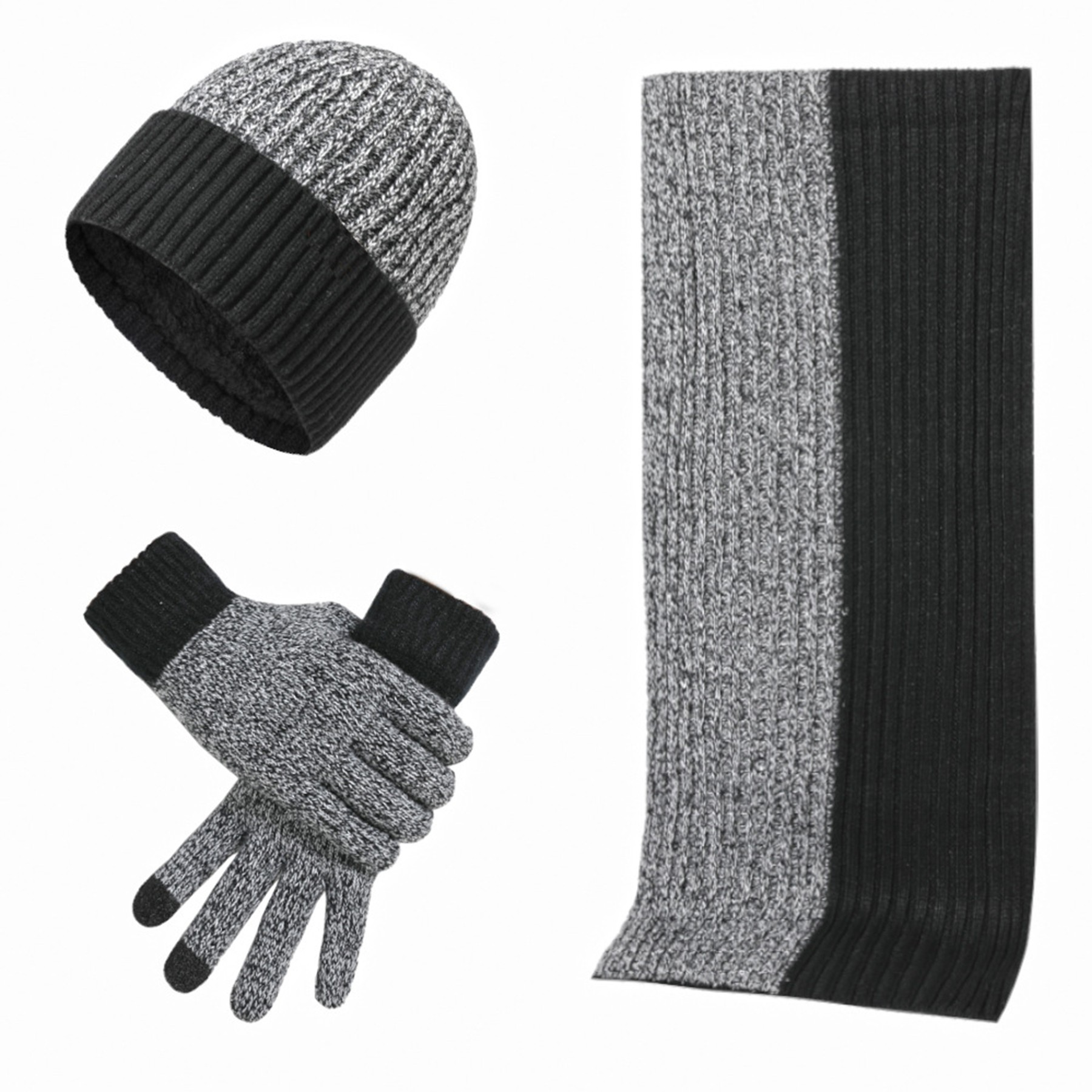 3PCS Color Matching Scarf Gloves Hat 3