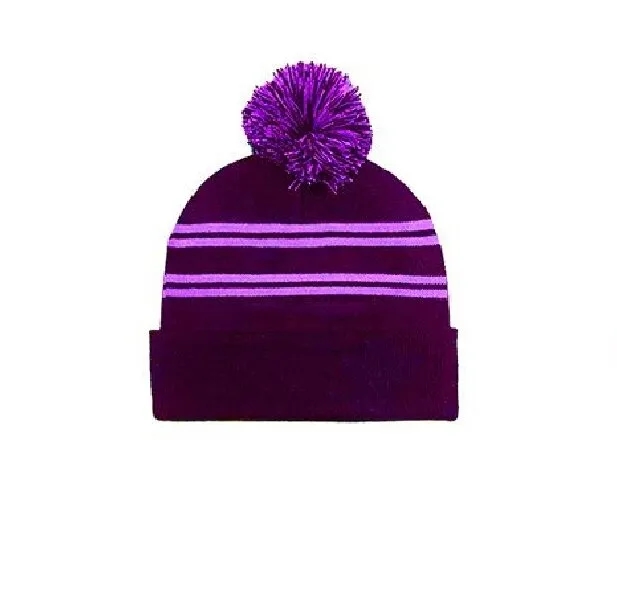 Acrylic Knit Beanie Cap With Pom 8