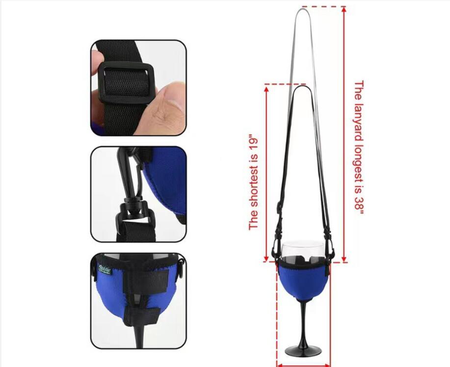 Wine Glass Holder With Lanyard, Neoprene Wine Glass Sleeve 3