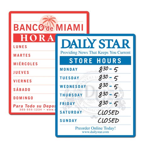 Store Hour Sign, Dry Erase 1