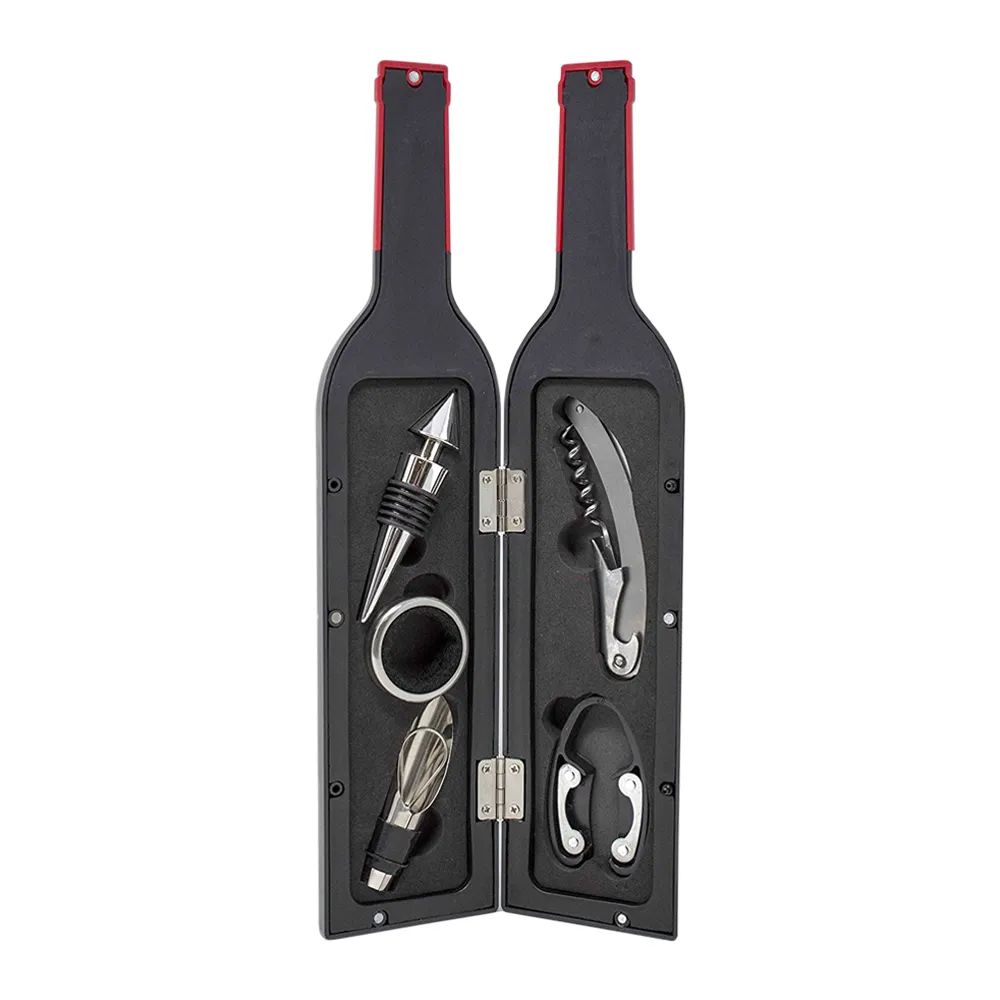 5-Piece Corkscrew Tool Set in Decorative Wine Bottle Case 3