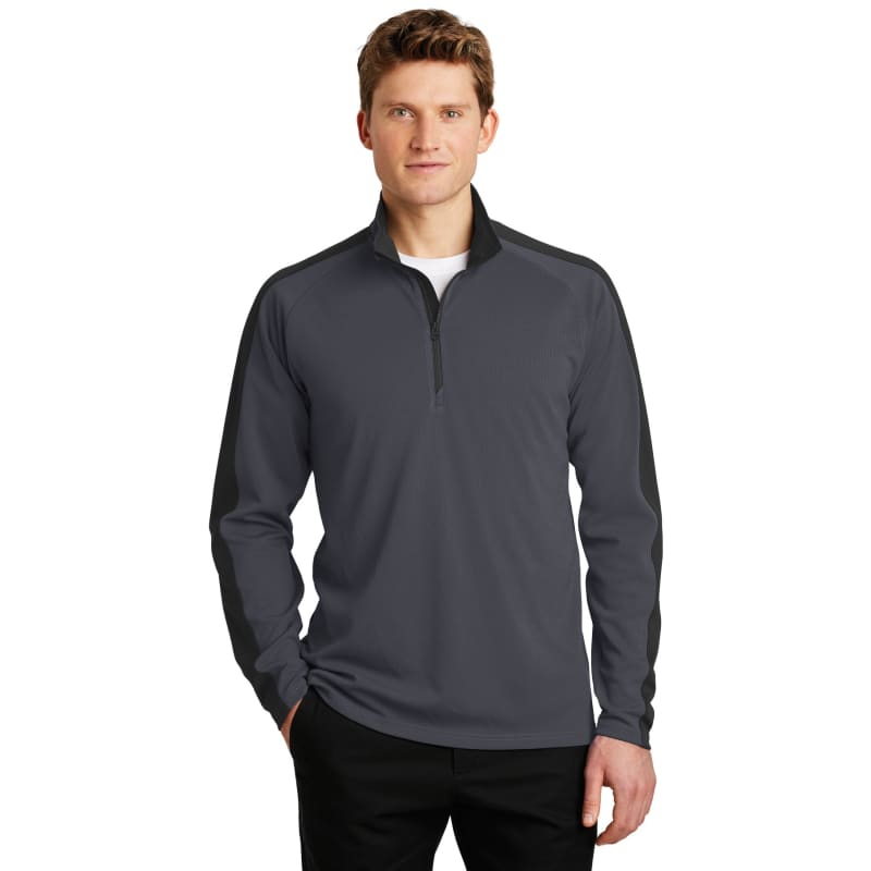 Sport-Tek Sport-Wick Textured Colorblock 1/4-Zip Pullover. 19