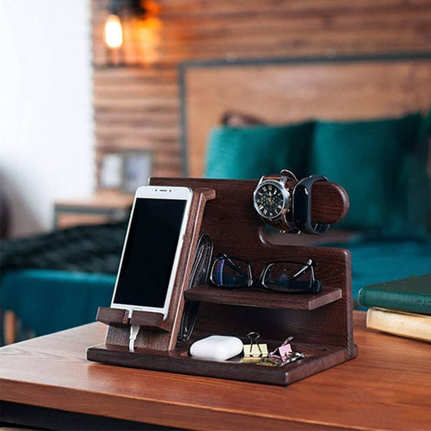 Wooden Phone Docking Station Stand 4