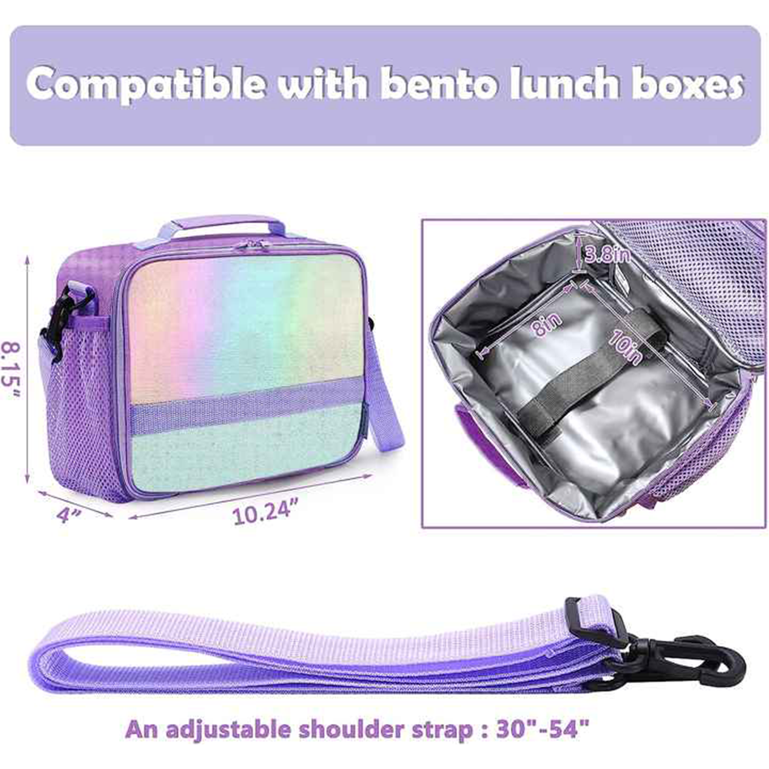 Kids 5L Insulated Polyester Lunch Bag w/ Bottle Holder 7
