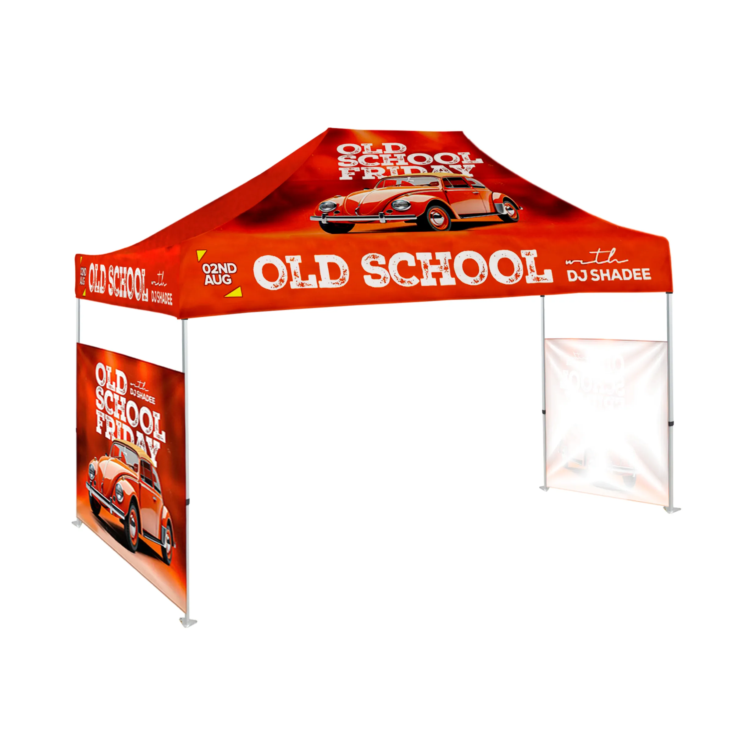 10'x15' Tent Canopy w frame, 2 side half wall 6