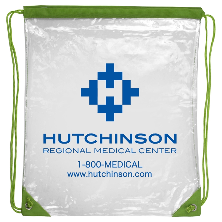 13" W x 16" H - "Everest" Tall Clear Drawstring Cinch Pack Backpack 6