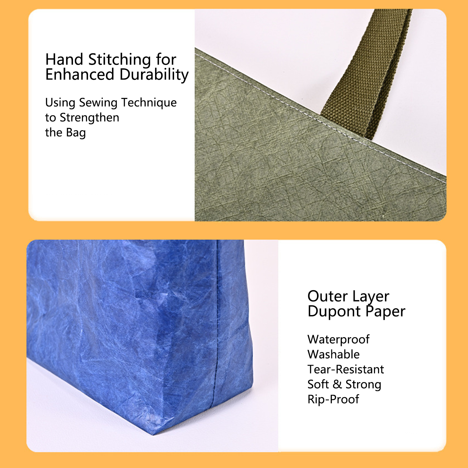 eco-friendly biodegradable Washable Dupont Paper Tote Bag 13