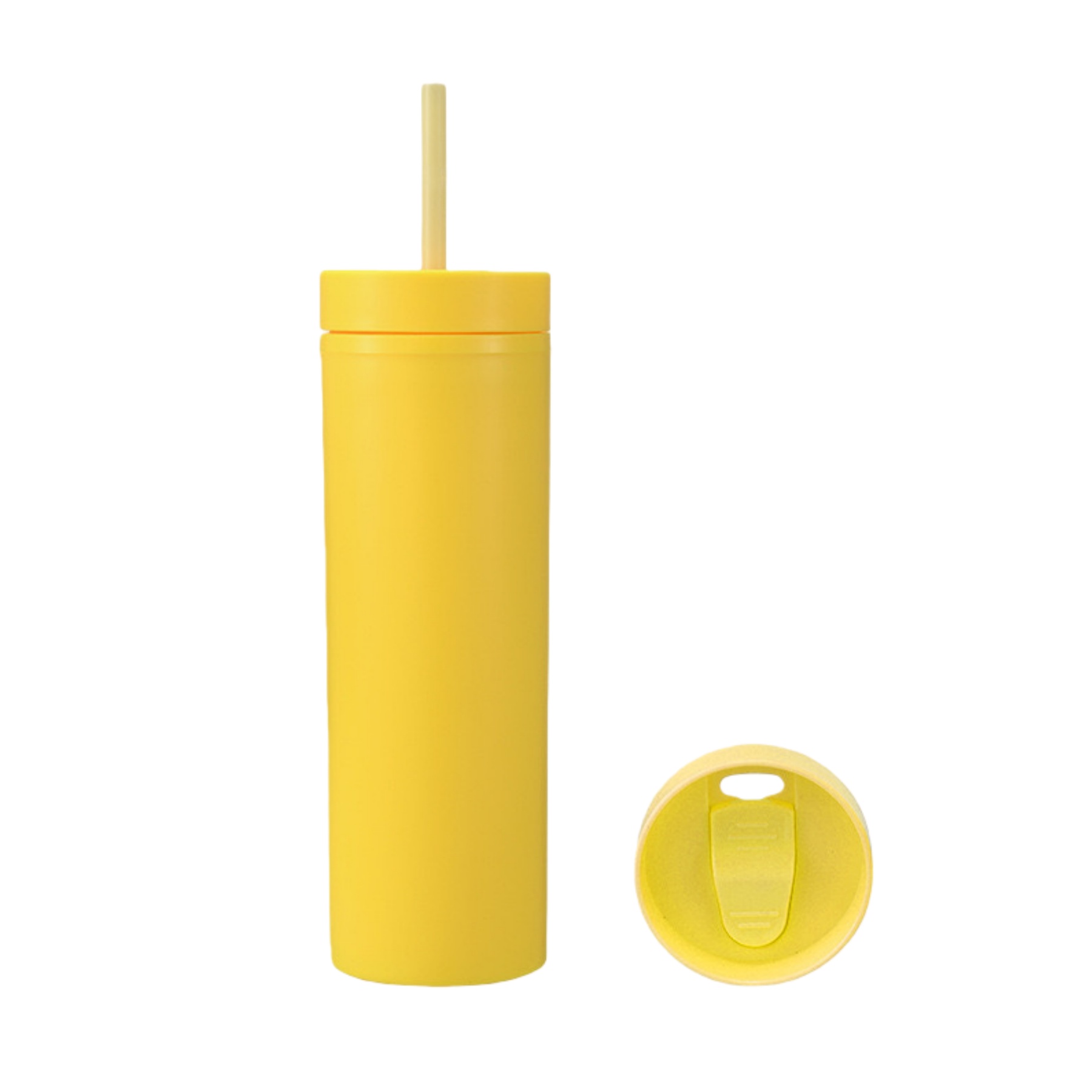 Double-layered Plastic Straight Cup With Straw 5