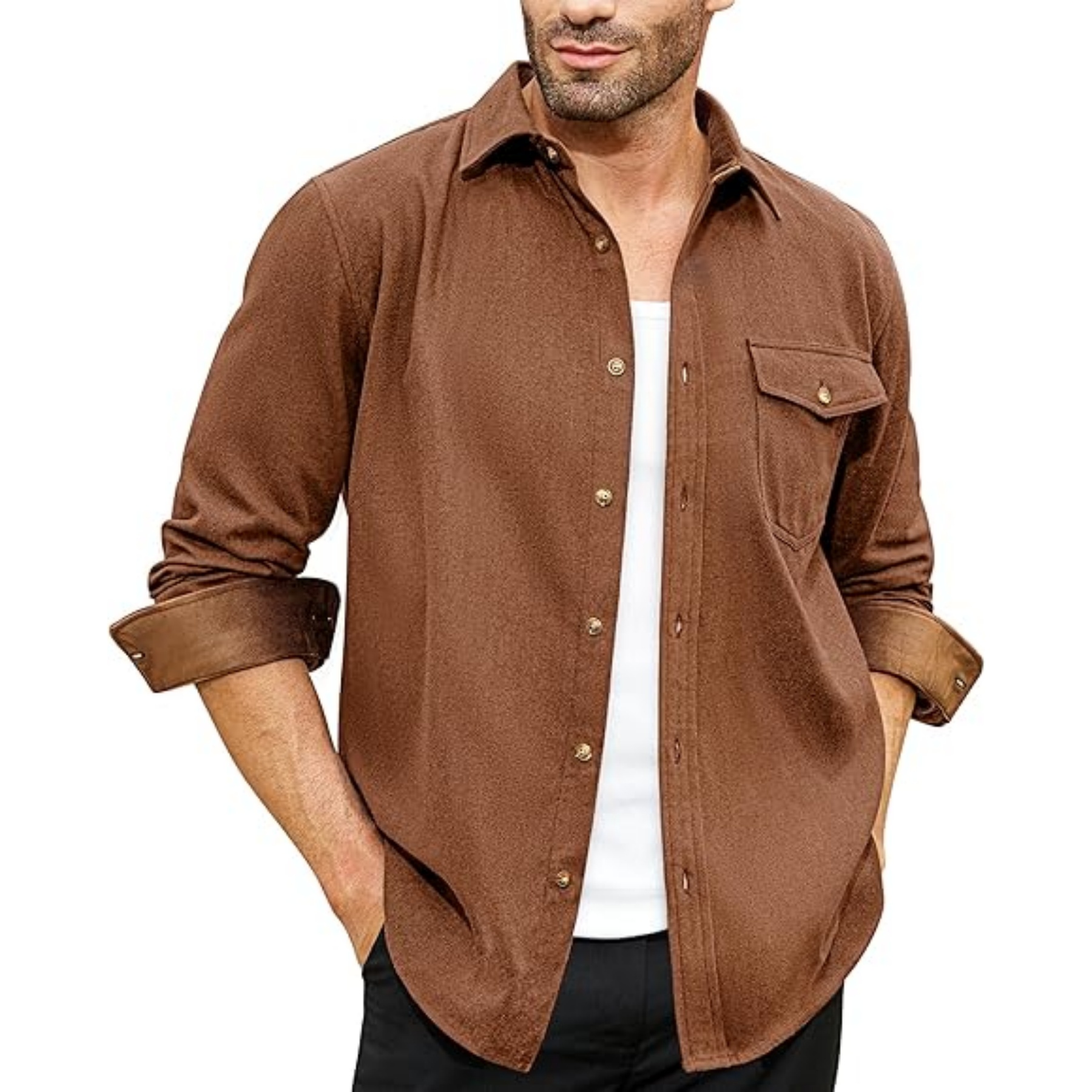 Man Long Sleeve Casual Jacket, custom dress shirt with logo imprint 11