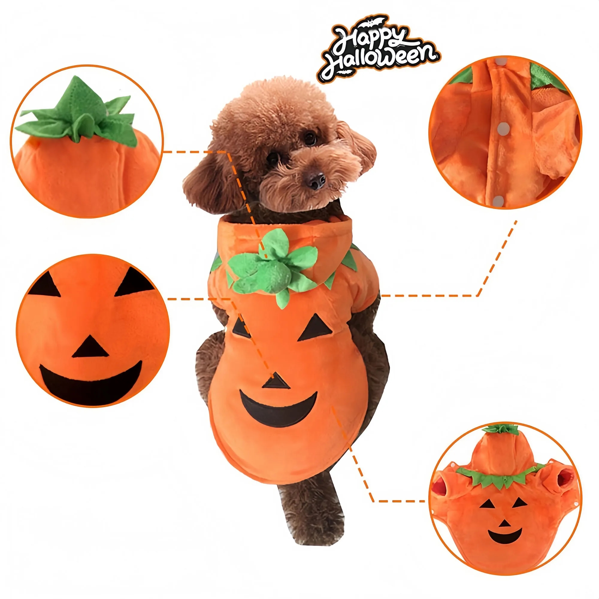 Trendy Pet Halloween Pumpkin Costume For Dogs Funny And Cozy 5
