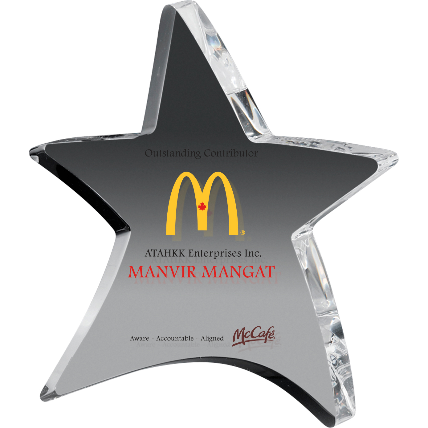 Clear Moving Star Paperweight (4 1/2"x 5"x 3/4") Full Colour PhotoImage