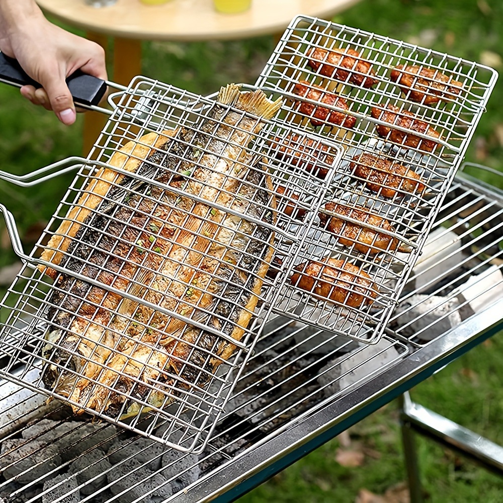 Stainless Steel Folding Portable Outdoor Camping Rack Grill Basket 3