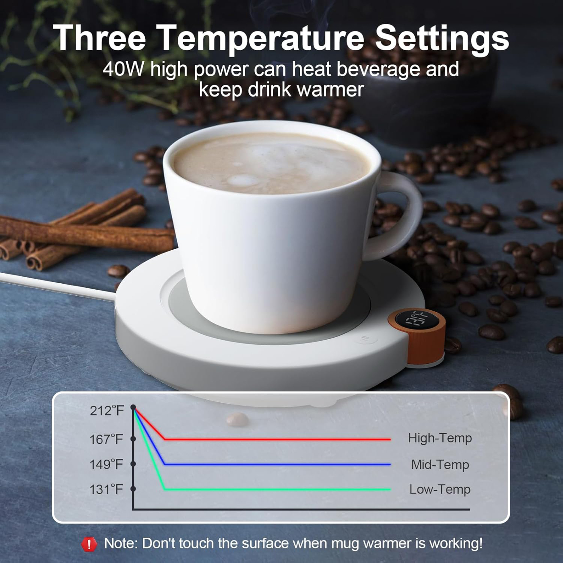 Electric Coffee Mug Warmer with Smart Temperature Control 6