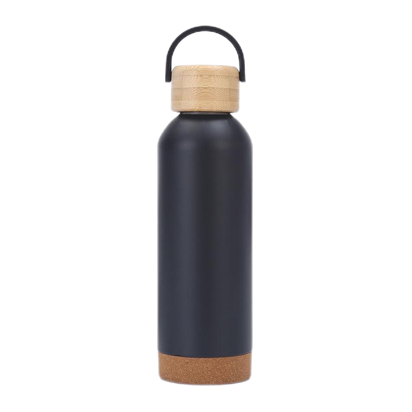16oz Vacuum insulated bottle with bamboo carry lid and cork base 2