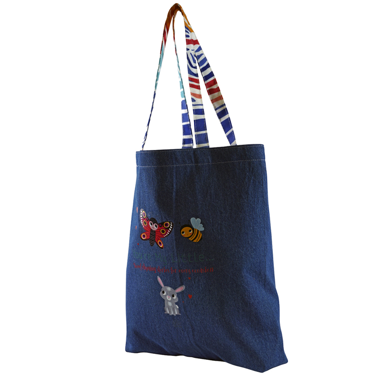 Bottom Gusset Denim Tote, with Sub Handles & Sub Liner 2