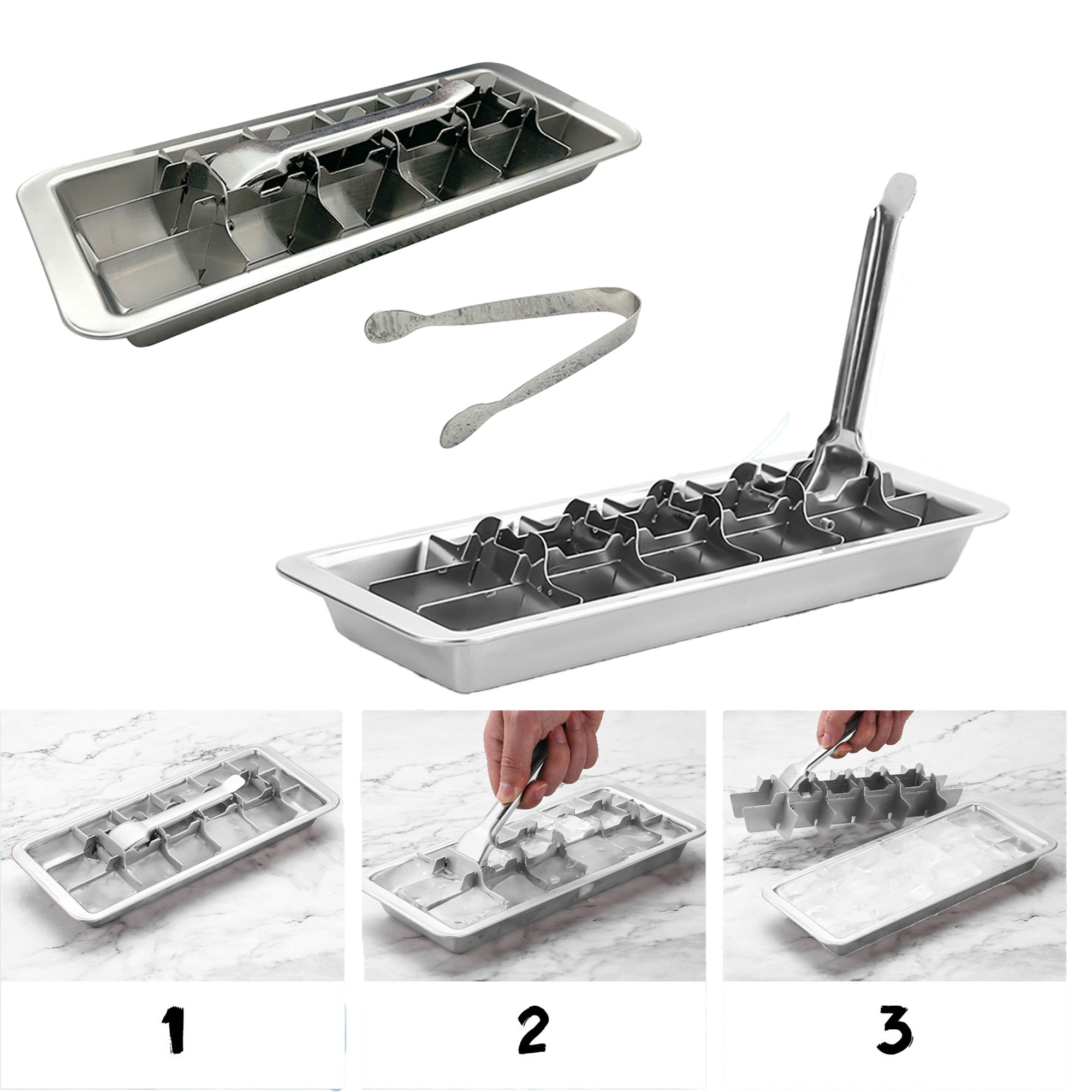 Metal Ice Tray With Quick - Release Tool 2